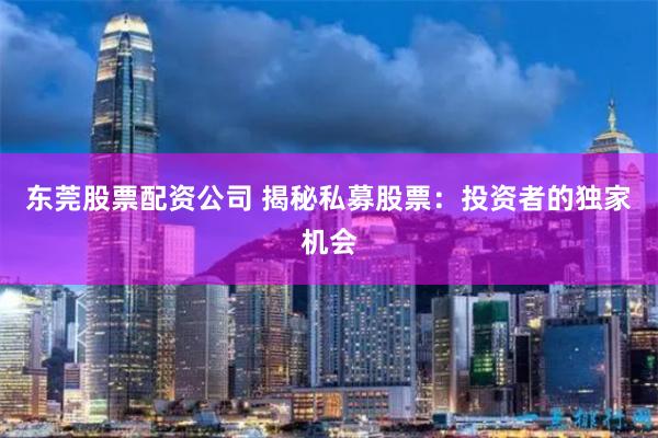东莞股票配资公司 揭秘私募股票:投资者的独家机会